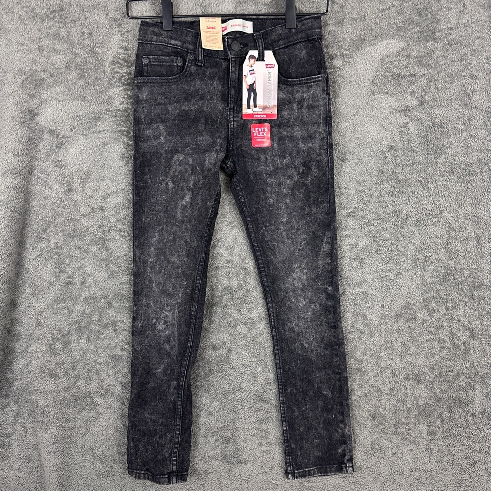 Levi’s Skinny Taper Flex Stretch Black Denim Jeans Kids Size 10 Regular NWT